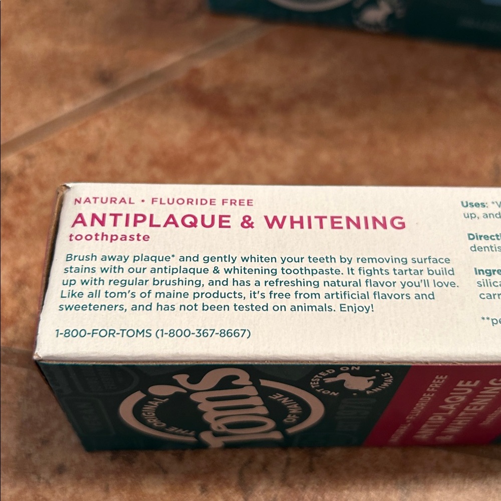 Tom's of Maine Antiplaque and Whitening Toothpaste, 4.5 oz, 3 pack EXP 7/27 - Picture 7 of 7